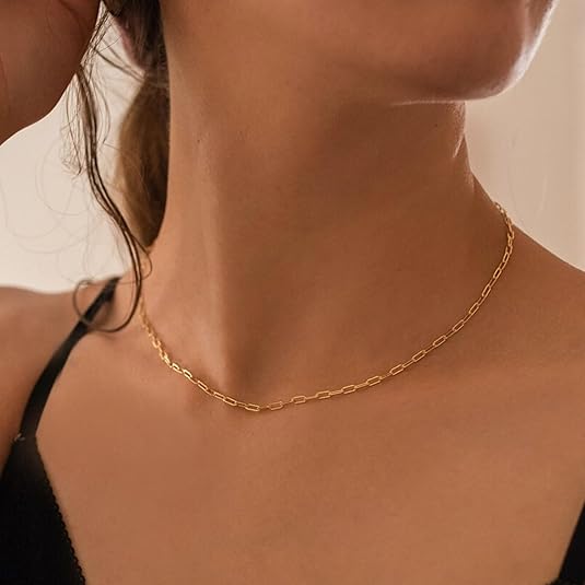 Paperclip Lagdelt Rubin Halskjede | Gull