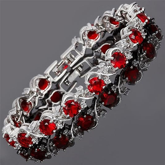 Rubin Vine Tennisarmbånd | Hvitt Gull