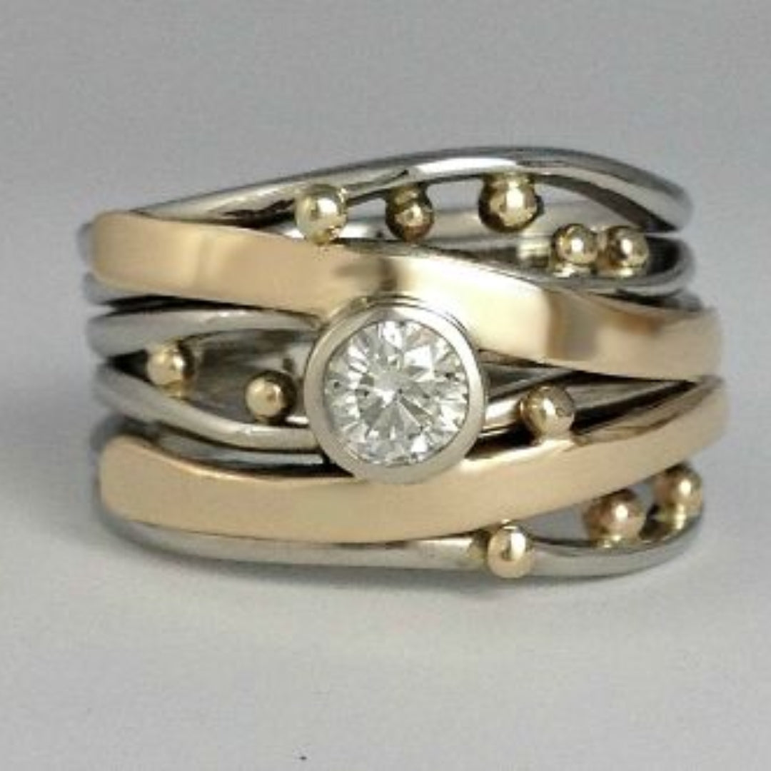 Sølv og Gull Bezel Wrap Ring