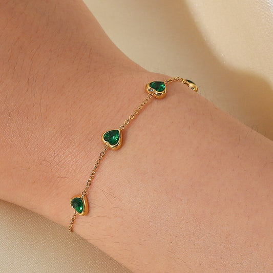 Francia Grønn Hjerte Armbånd