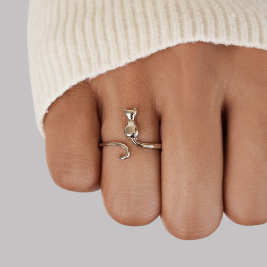 Sølv Katt Motif Ring