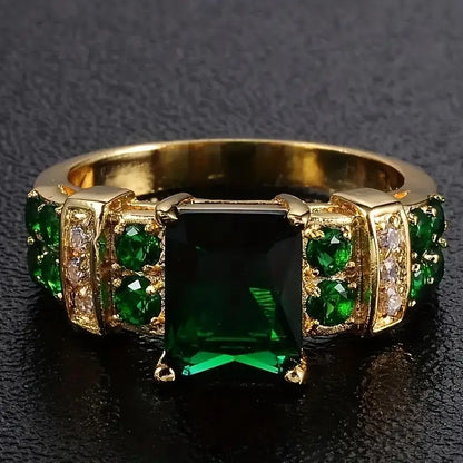 Gull Smaragd Geometrisk Ring