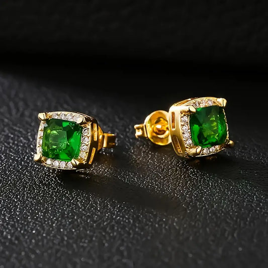 Gull Smaragd Halo Stud Øredobber