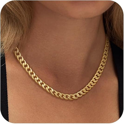 Chunky Cubansk Lenke Halskjede | Gull
