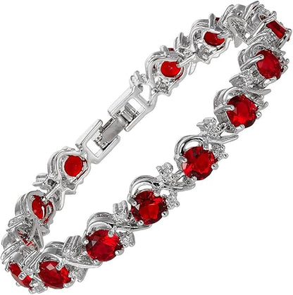 Rubin Vine Tennisarmbånd | Hvitt Gull