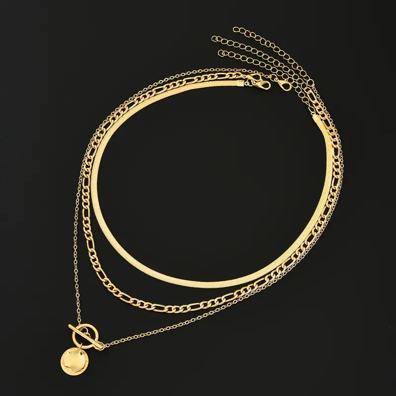 Savira Textured Coin Lagdelt Halskjede | Gull