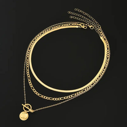 Savira Textured Coin Lagdelt Halskjede | Gull