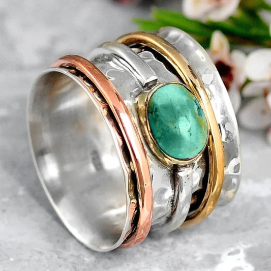 Sølv Gull og Rosegull Bezel Aksent Ring