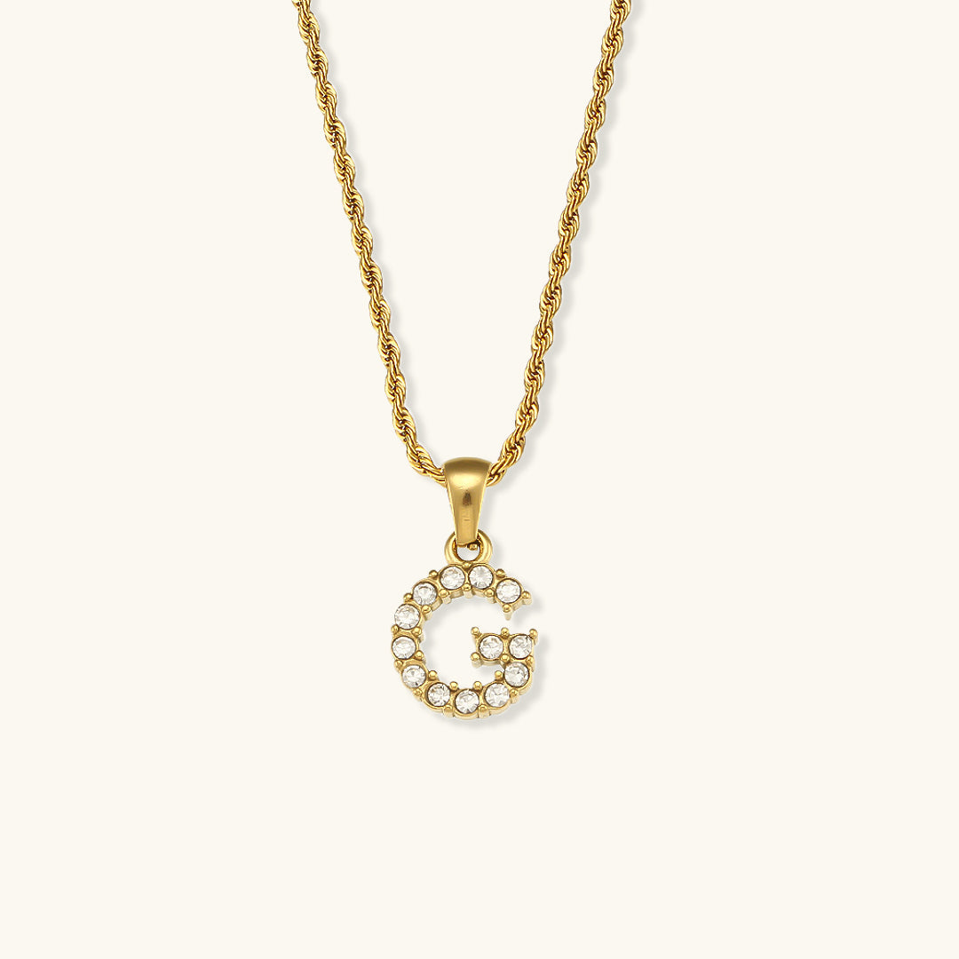 Maeve Bokstav Initial Diamant Halskjede
