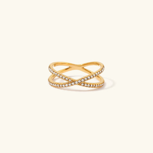 Nia Gull Diamant Kors Ring