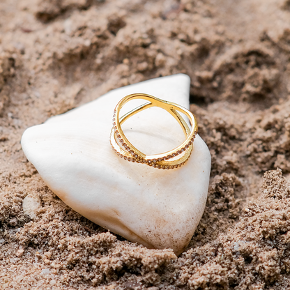 Nia Gull Diamant Kors Ring