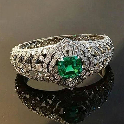 Smaragd Art Deco Ring | Hvitt Gull