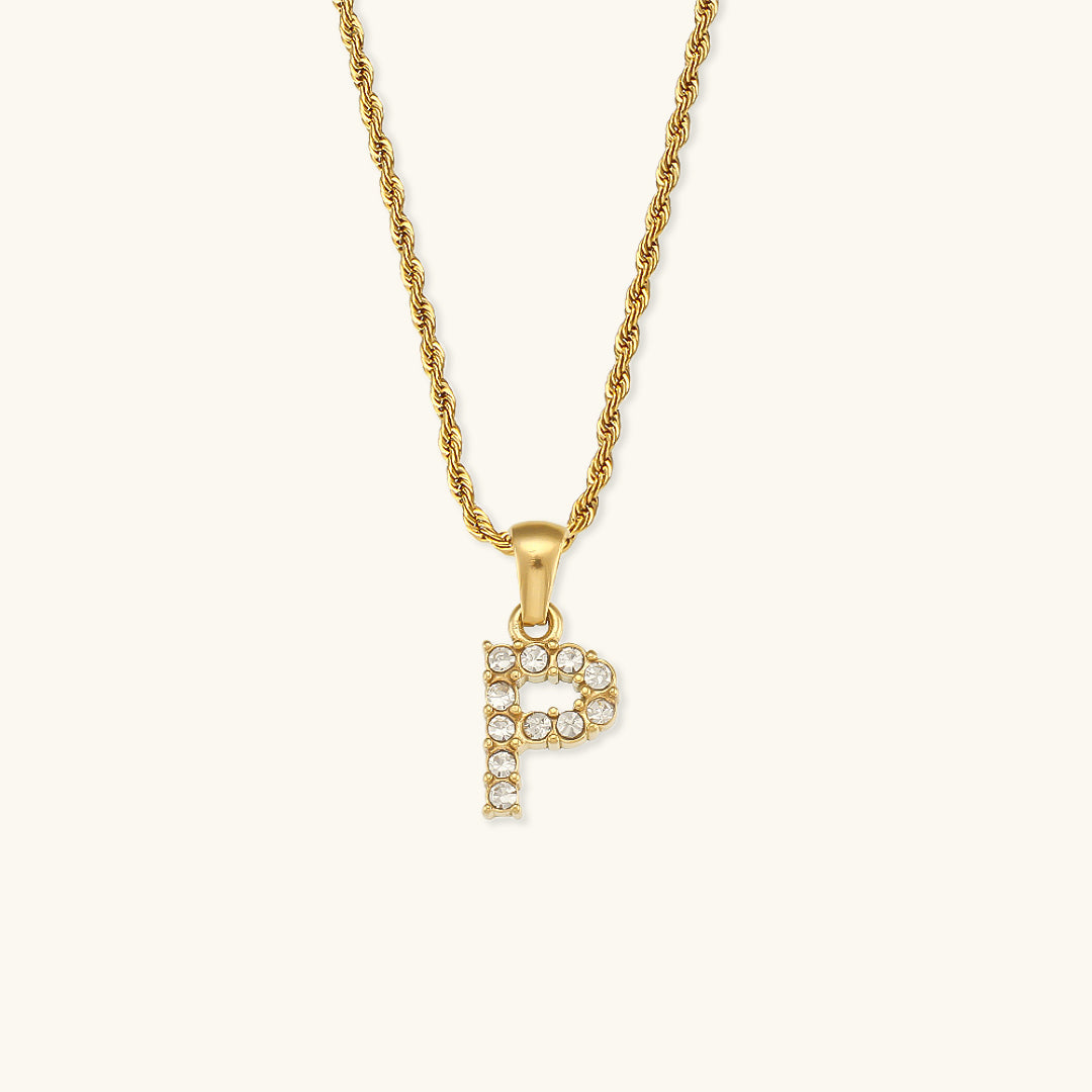 Maeve Bokstav Initial Diamant Halskjede