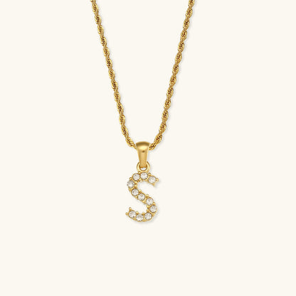 Maeve Bokstav Initial Diamant Halskjede