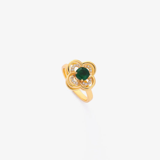 Gull Smaragd Blossom Ring