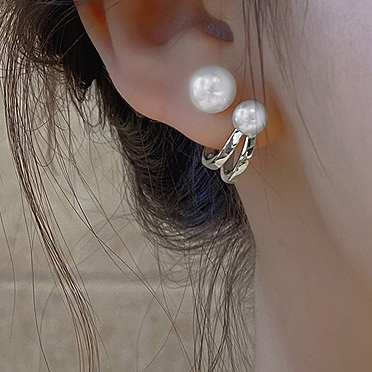 Double Perle Statement Øredobber