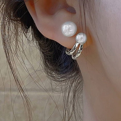 Double Perle Statement Øredobber