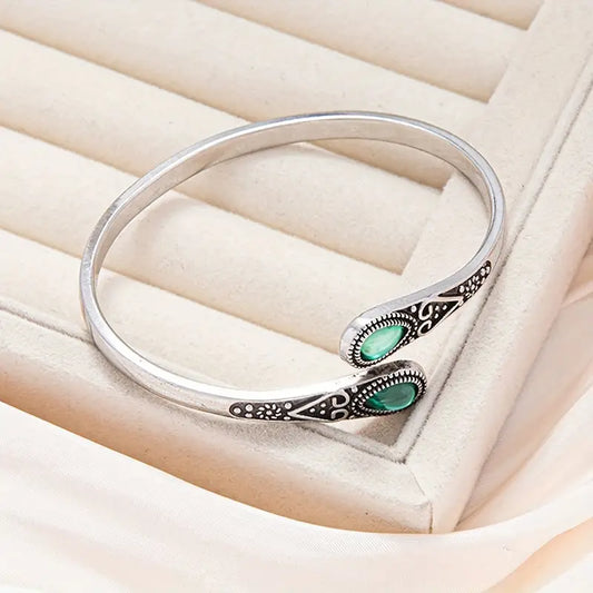 Sølv Smaragd Vintage Bangle