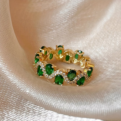 Calira Sparkling Smaragd Åpen Ring | Gull