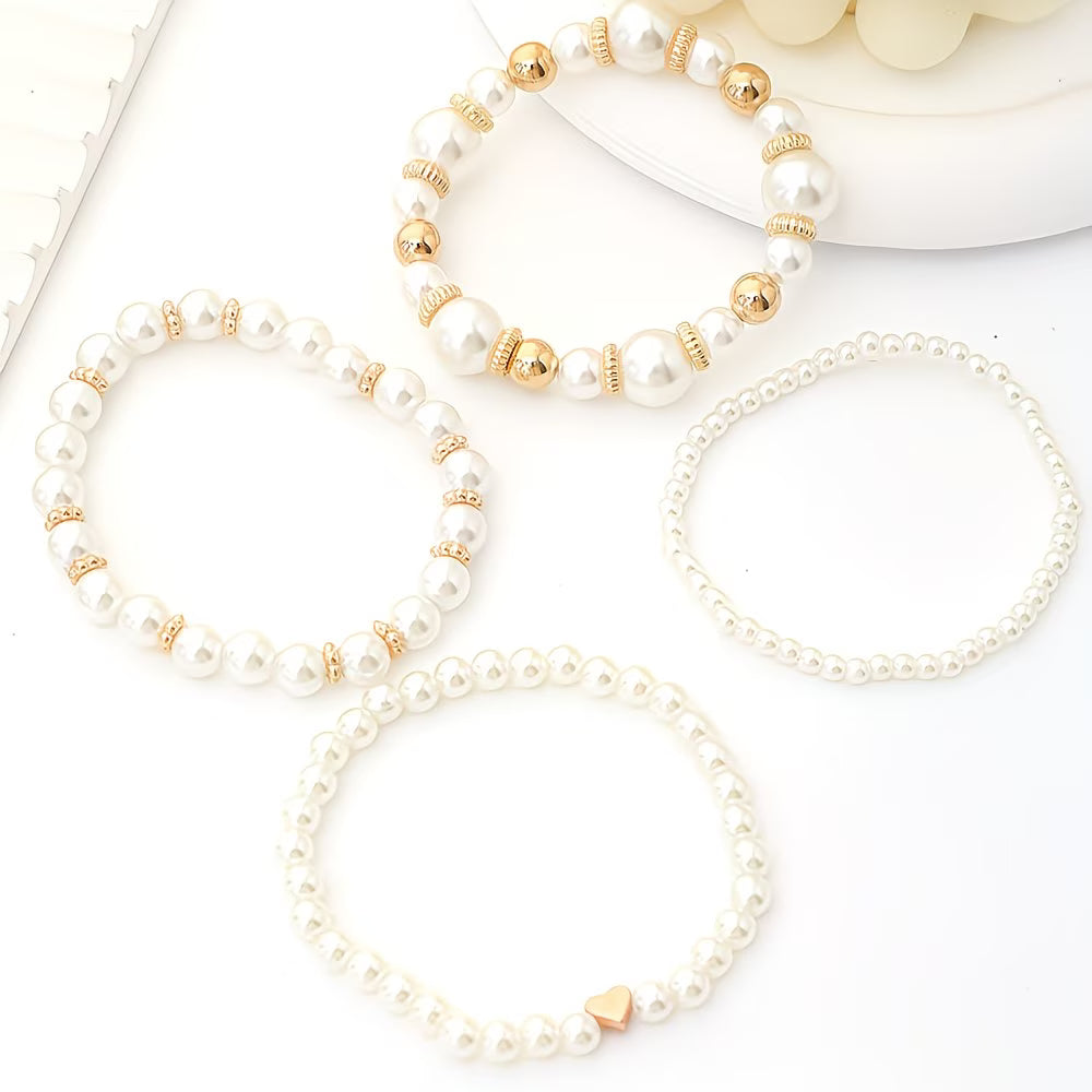 Perle Stacking Armbånd Sett av 4