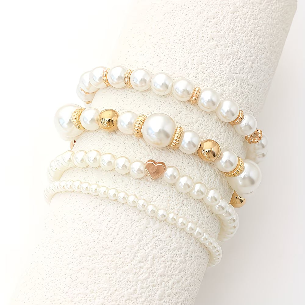 Perle Stacking Armbånd Sett av 4