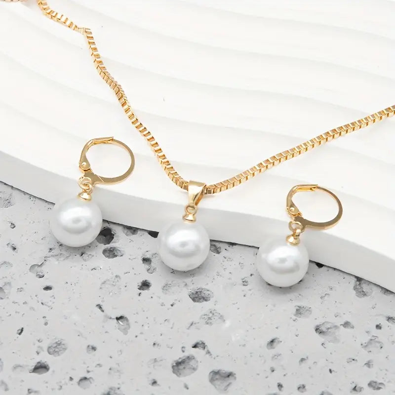 Elegant Graceful Perle Halskjede Sett