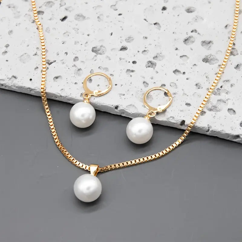 Elegant Graceful Perle Halskjede Sett