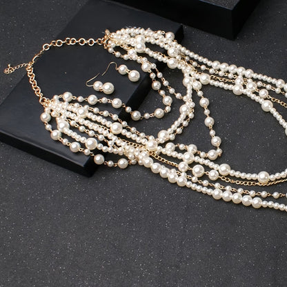 Boho Flerlags Perle Statement Sett