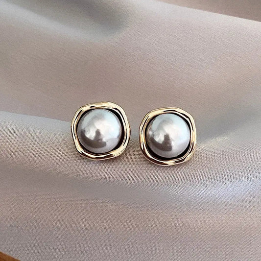 Premium Svart Perle Stud Øredobber
