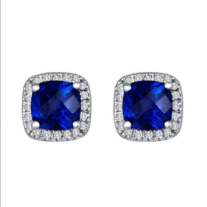 Sølv Safir Halo Stud Øredobber