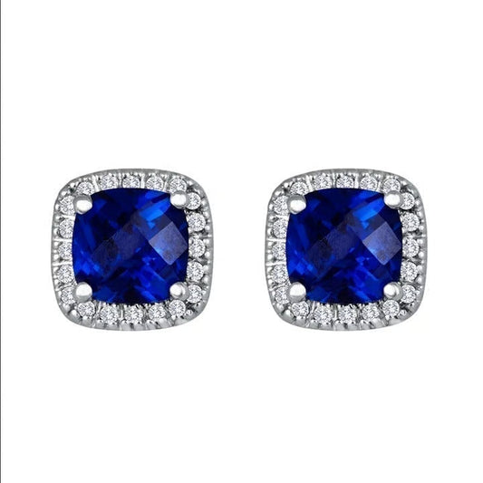 Sølv Safir Halo Stud Øredobber