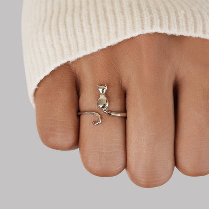 Sølv Katt Motif Ring